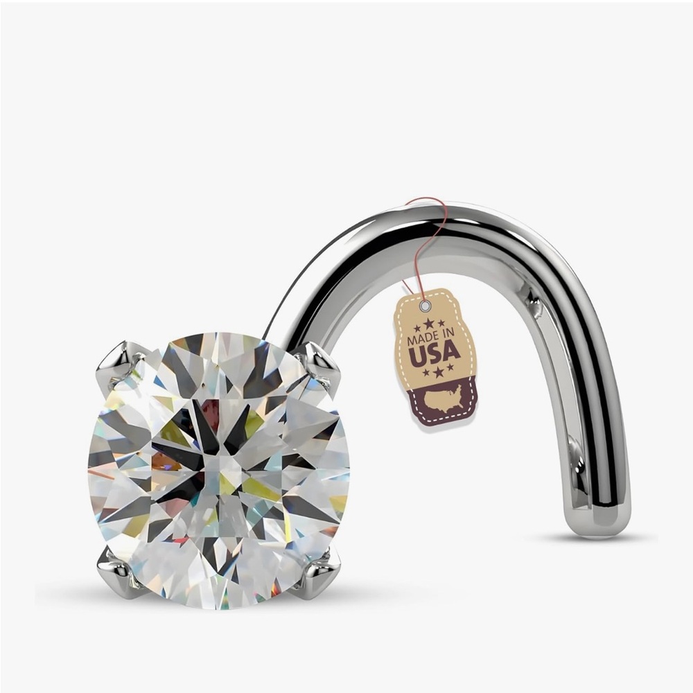 White Gold Nose Ring with Diamond